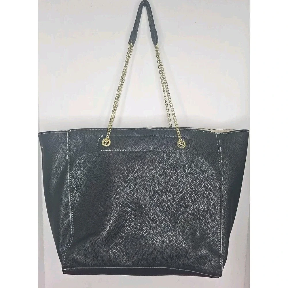 Steve Madden Black Faux Leather & Sherpa Travel Laptop Weeknd Bag‎ Large